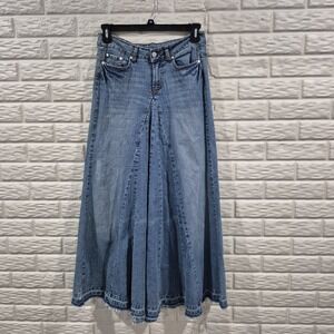 Y2K Denim Maxi Skirt Juniors 7 Jean Trumpet Flare Mermaid Younique Modest